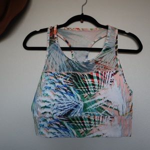 Fabletics tropical long lined sports bra